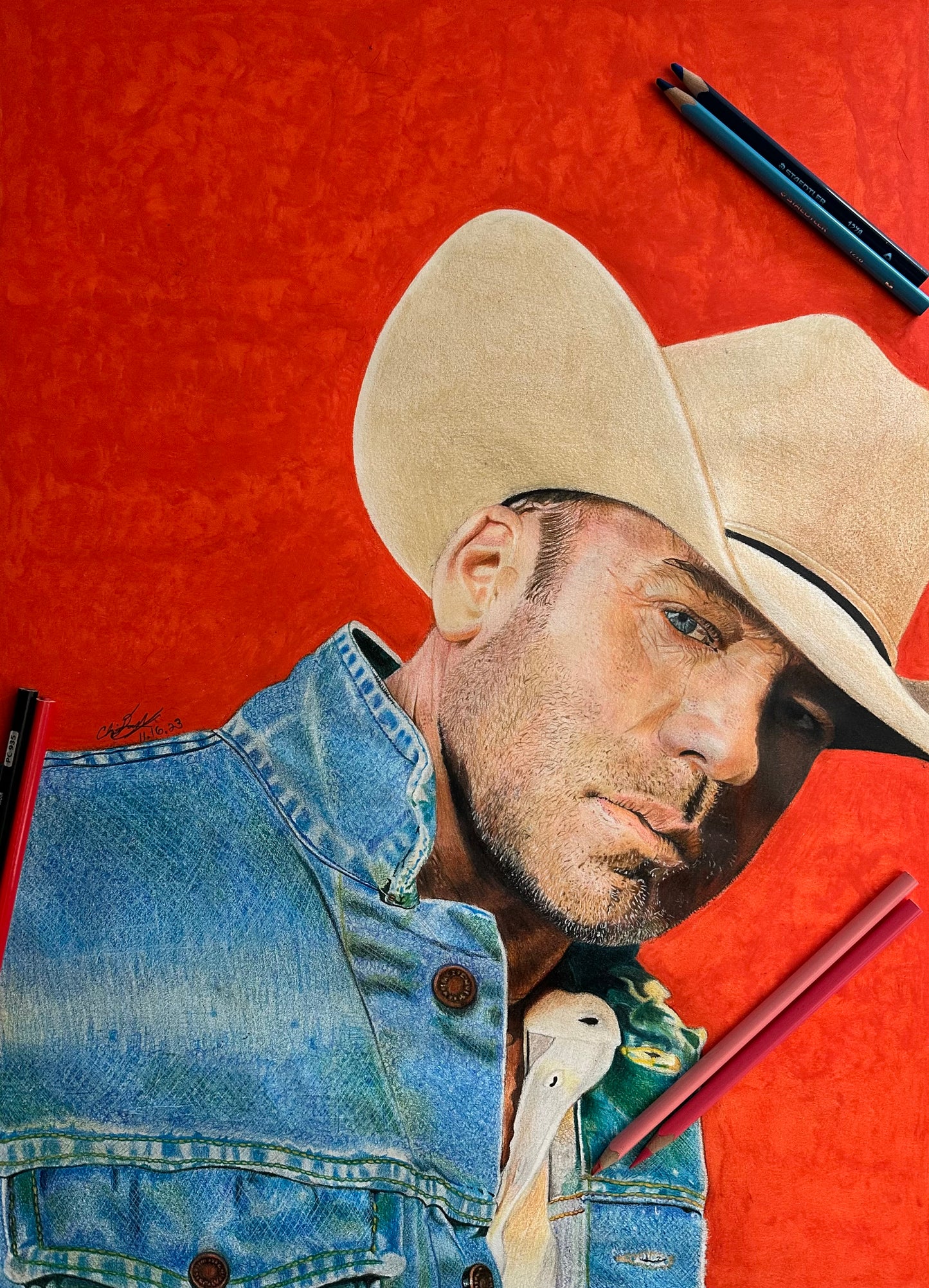 Taylor Sheridan Mixed Media Portrait